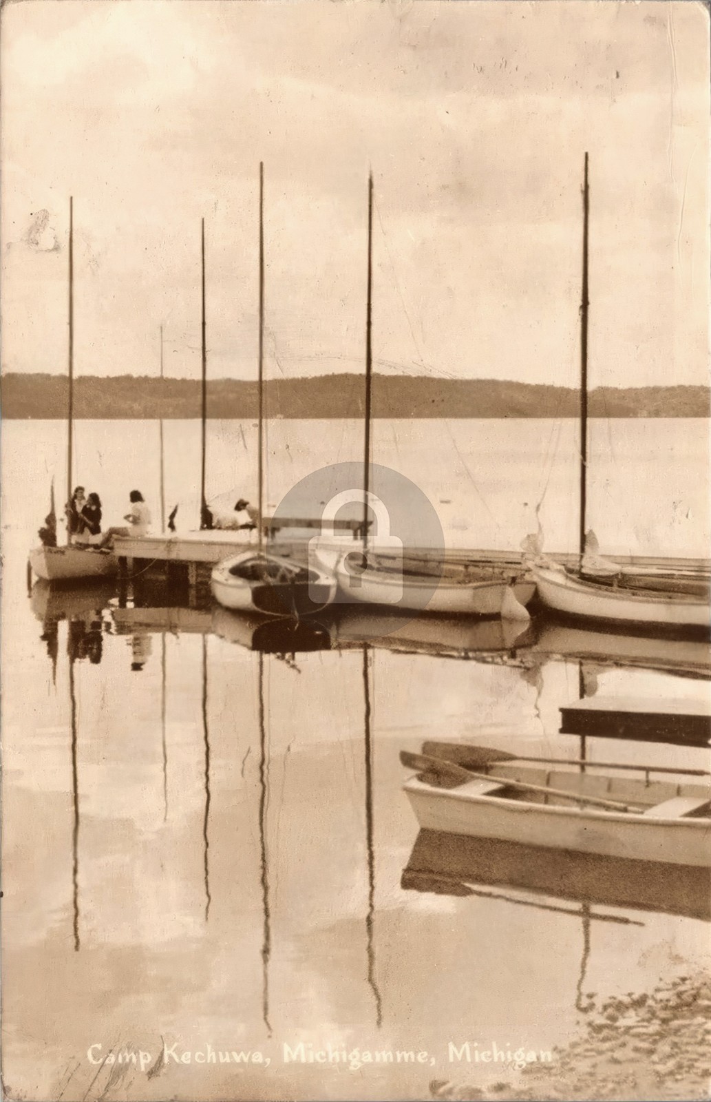 Sailboat Reflections Camp Kechuwa Michigamme MI Michigan 1941 RPPC Postcard COPY Sailboat Reflections Camp Kechuwa Michigamme MI Michigan 1941 RPPC Postcard COPY