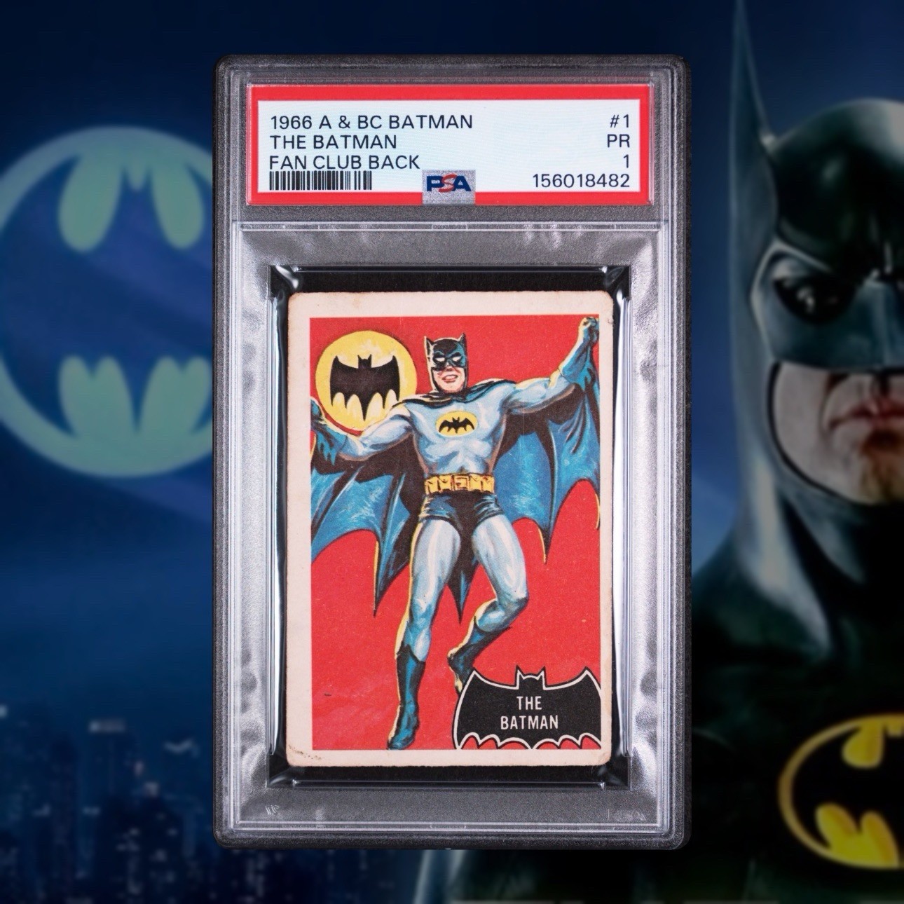 1966 A & BC BATMAN (BLACK BAT ON FRONT) FAN CLUB BACK #1 THE BATMAN PSA 1
