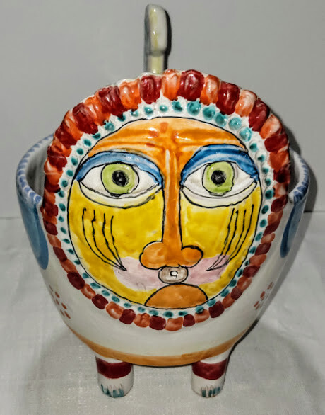 RARE HUGE GIOVANNI DESIMONE Mid Century Modern ITALIAN Pottery Planter Cat Lion