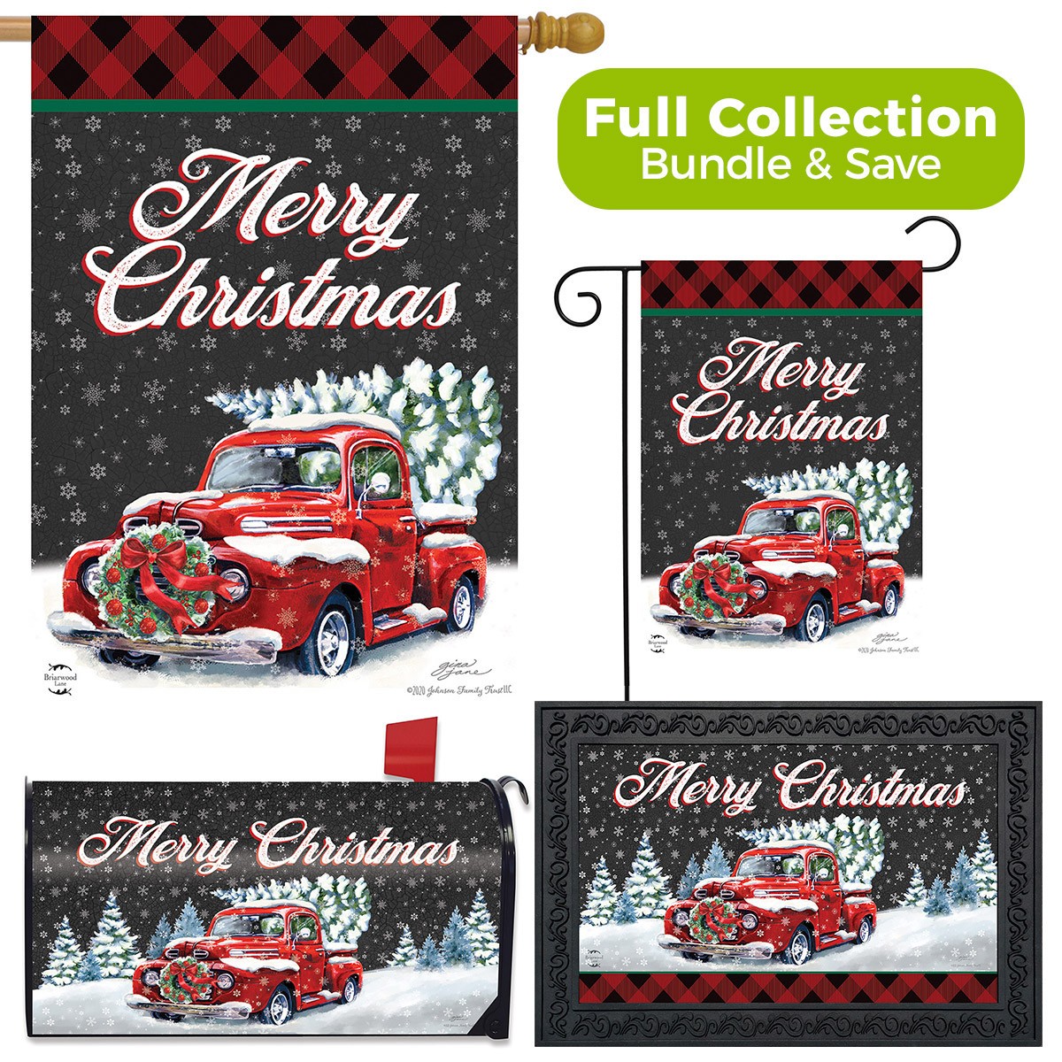 Briarwood Lane Merry Christmas Pickup Design Collection 30x18