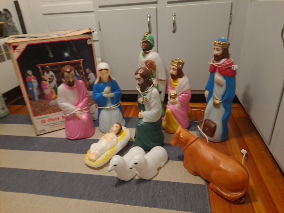 Vintage Empire Blow Mold Nativity 9 Piece LIGHTED Christmas Set ~ 23\ Vintage Empire Blow Mold Nativity 9 Piece LIGHTED Christmas Set ~ 23\