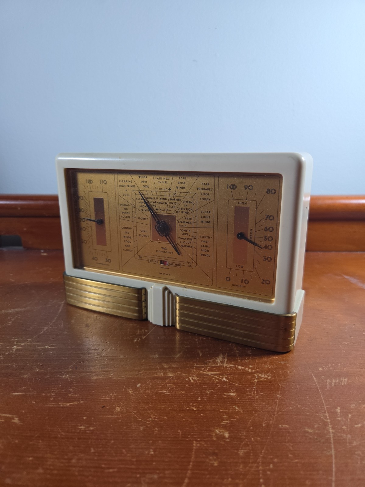 Vintage Art Deco Taylor Stormoguide Weather Station Barometer Thermometer Gauge Vintage Art Deco Taylor Stormoguide Weather Station Barometer Thermometer Gauge