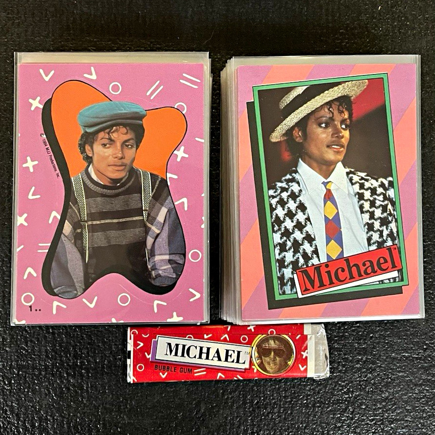 Vintage 1984 Michael Jackson Pink Trading Cards & Stickers - Full 66-Card Set 