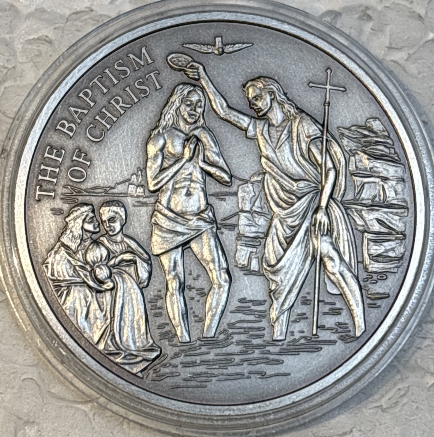 Baptism Of Christ Silver Plated Copper Medal 2005 G, Only 5,555 Minted, N #37069 Baptism Of Christ Silver Plated Copper Medal 2005 G, Only 5,555 Minted, N #37069