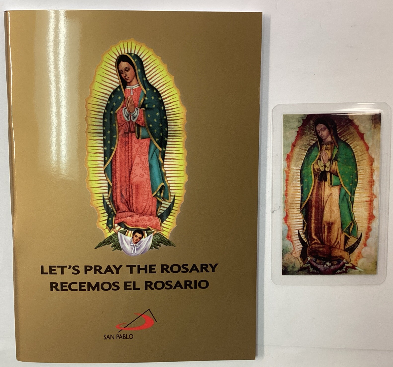 LET’S PRAY THE ROSARY RECEMOS EL ROSARIO Y ESTAMPITA & HOLY CARD