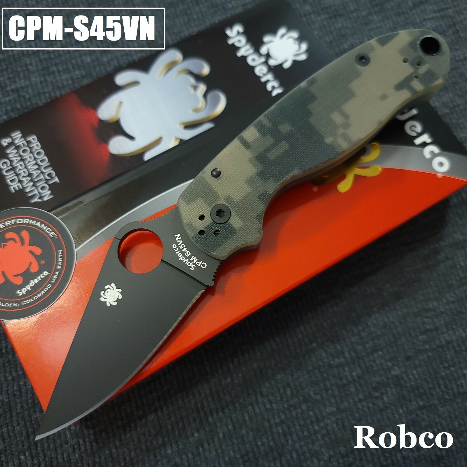Spyderco Para 3 S45VN DLC Black Blade Camo G-10 (Paramilitary 3) C223GPCMOBK