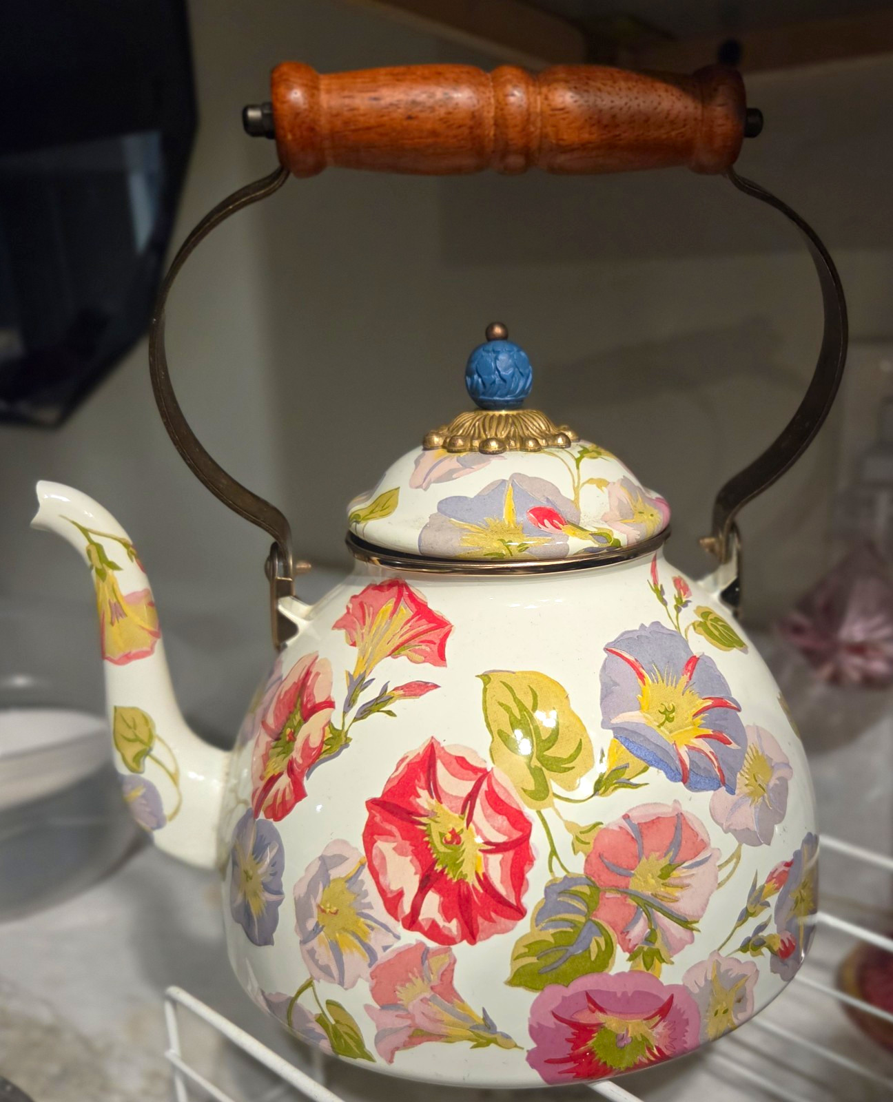 Vintage 3-Quart MacKenzie-Childs Enamel Tea Kettle Vintage 3-Quart MacKenzie-Childs Enamel Tea Kettle