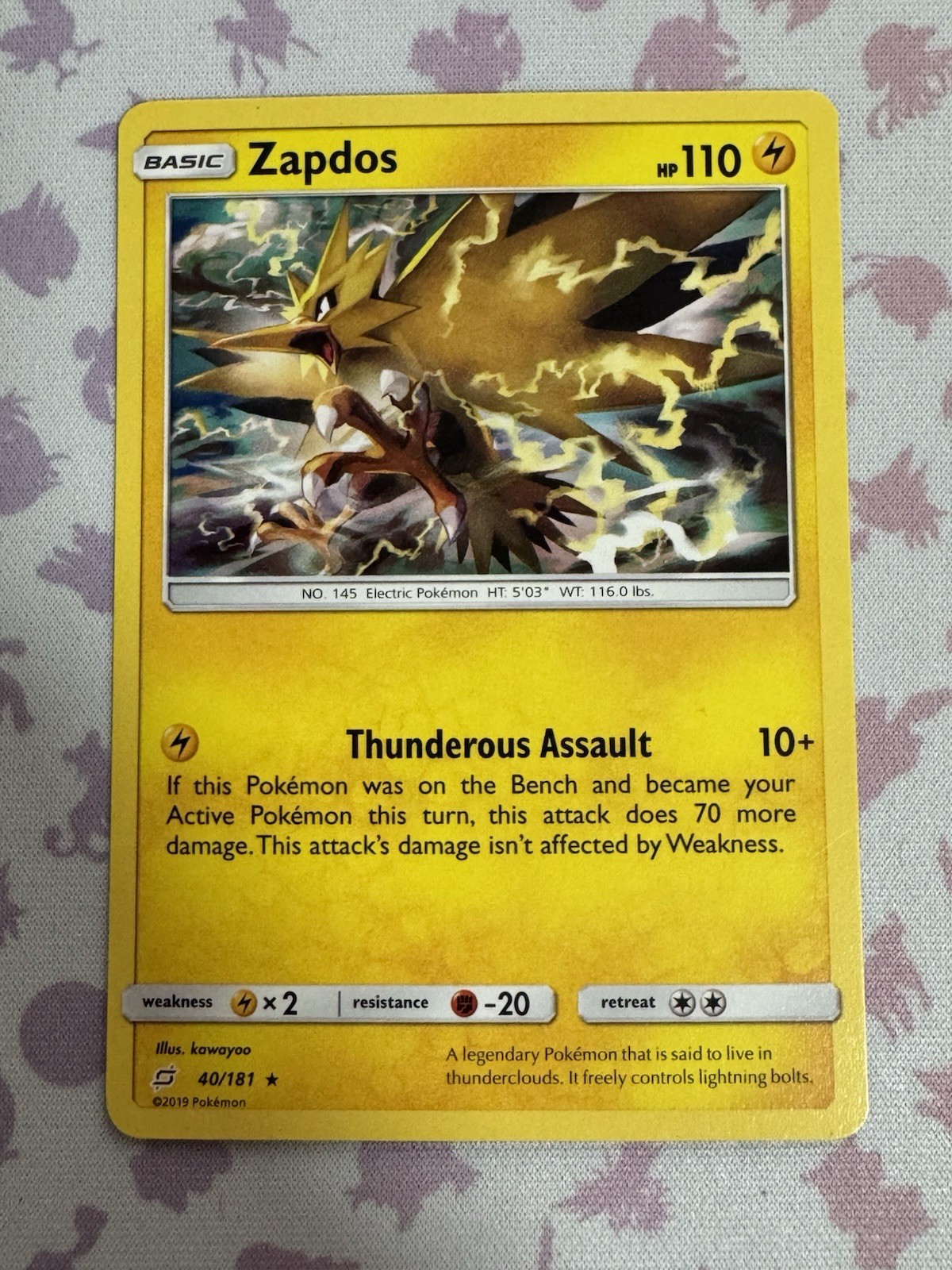 Zapdos - 40/181 - Team Up - Non Holo Rare Theme Deck Exclusive