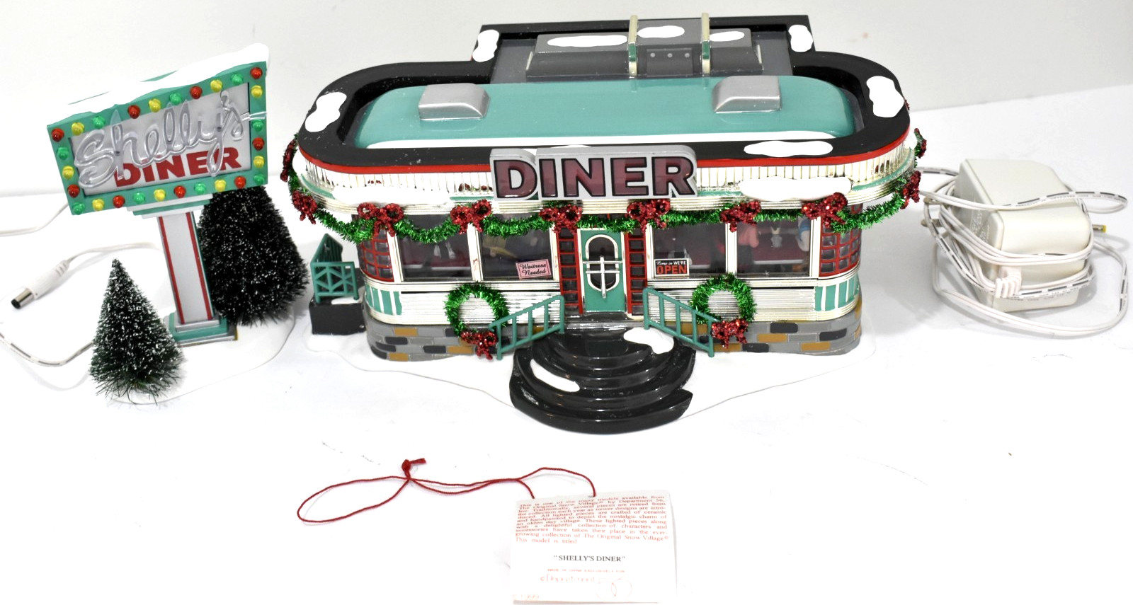 Department 56 Snow Village Lighted Shelly\'s Diner & Sign Working Department 56 Snow Village Lighted Shelly\'s Diner & Sign Working