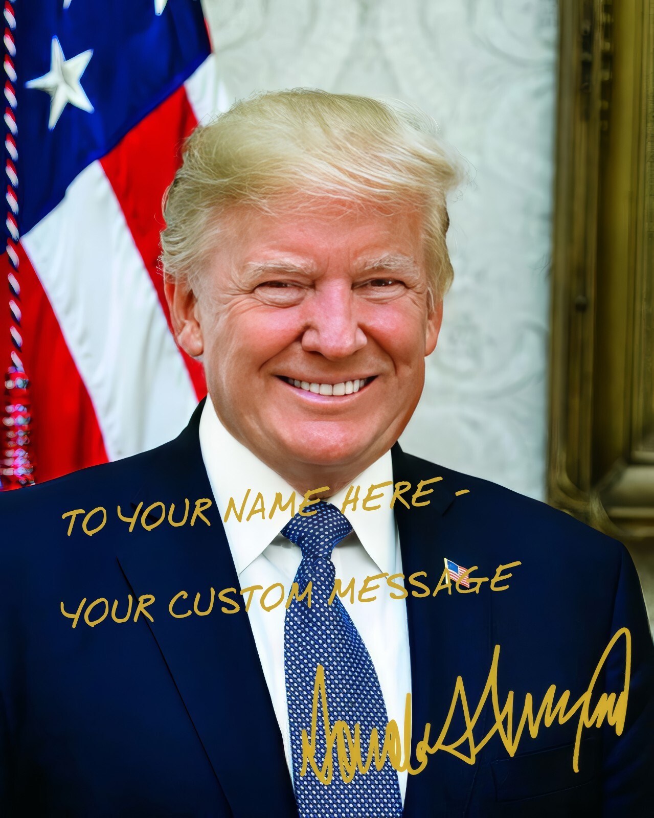 PERSONALIZED PRESIDENT DONALD TRUMP CUSTOM NAME AND MESSAGE AUTOGRAPH 8X10 PHOTO
