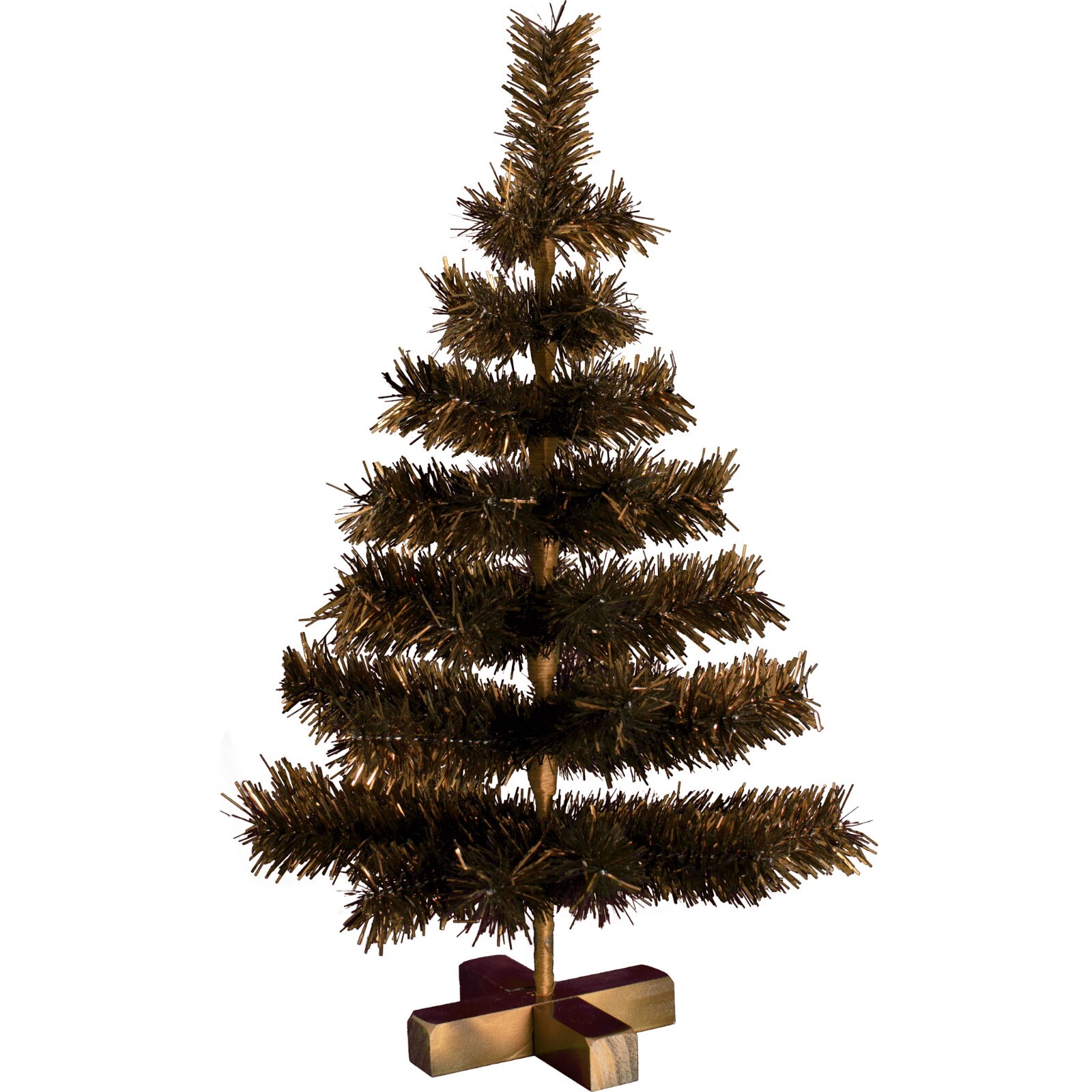 24in Vintage Copper Tinsel Christmas Tree Wood Block Stand Included 2FT Tall