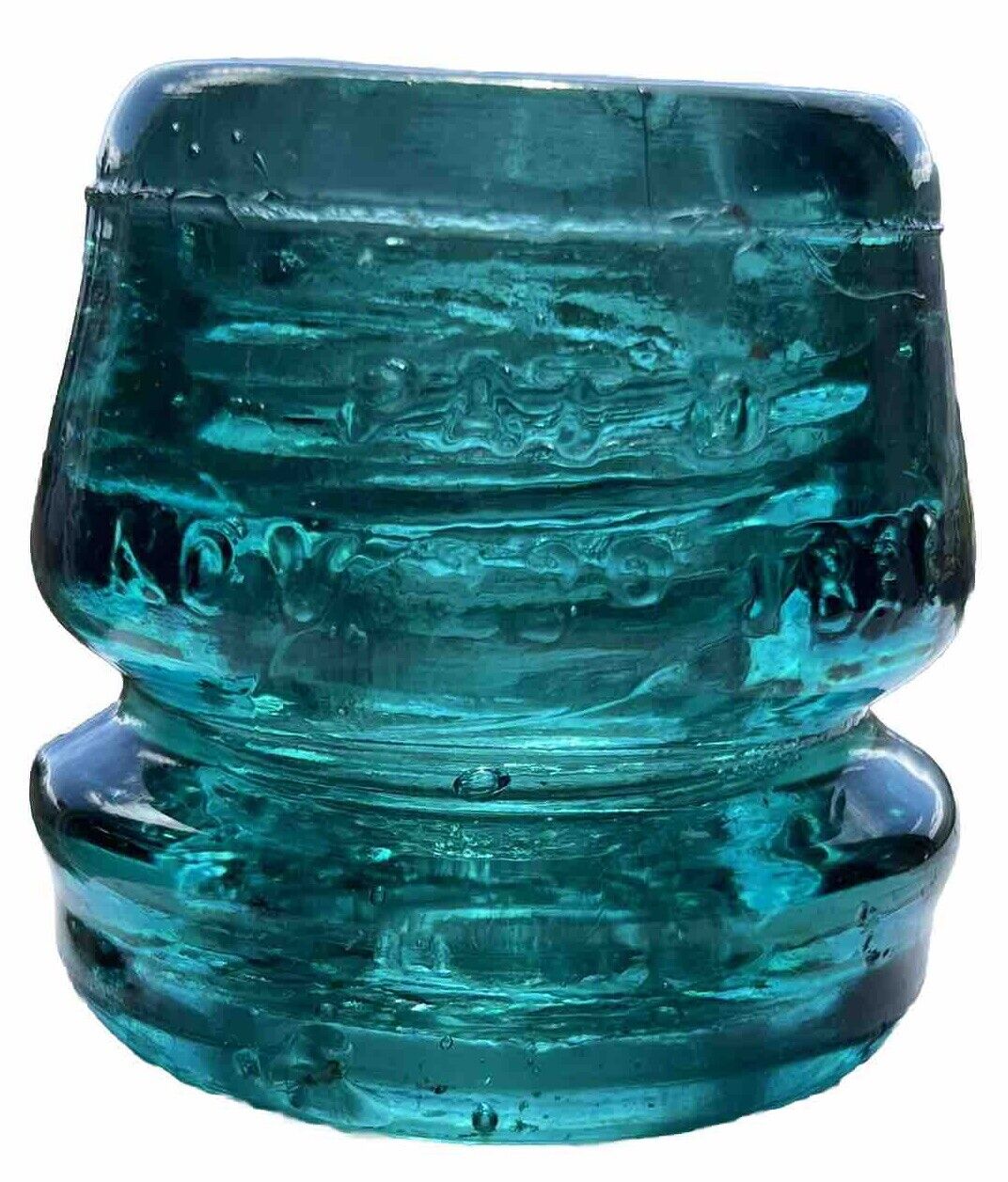 Beautiful Antique Embossed Aqua CD 187 Glass Mine Insulator Pat’d Nov 23rd 1886.