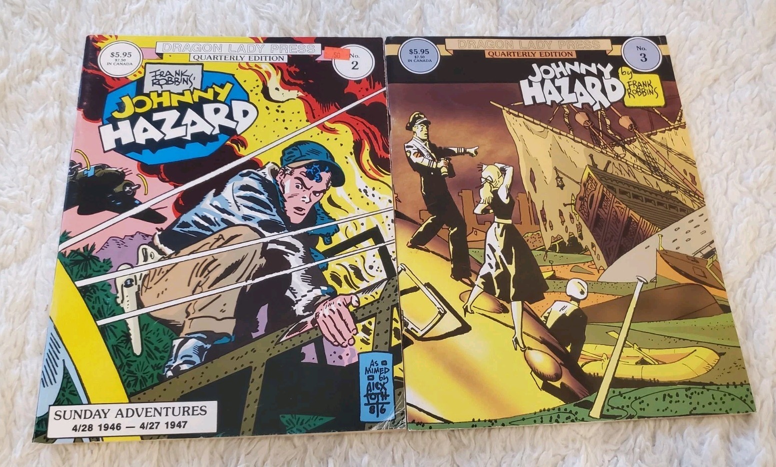 JOHNNY HAZARD 2 & 3 Retro Comics DRAGON LADY PRESS Magazine Style FRANK ROBBINS