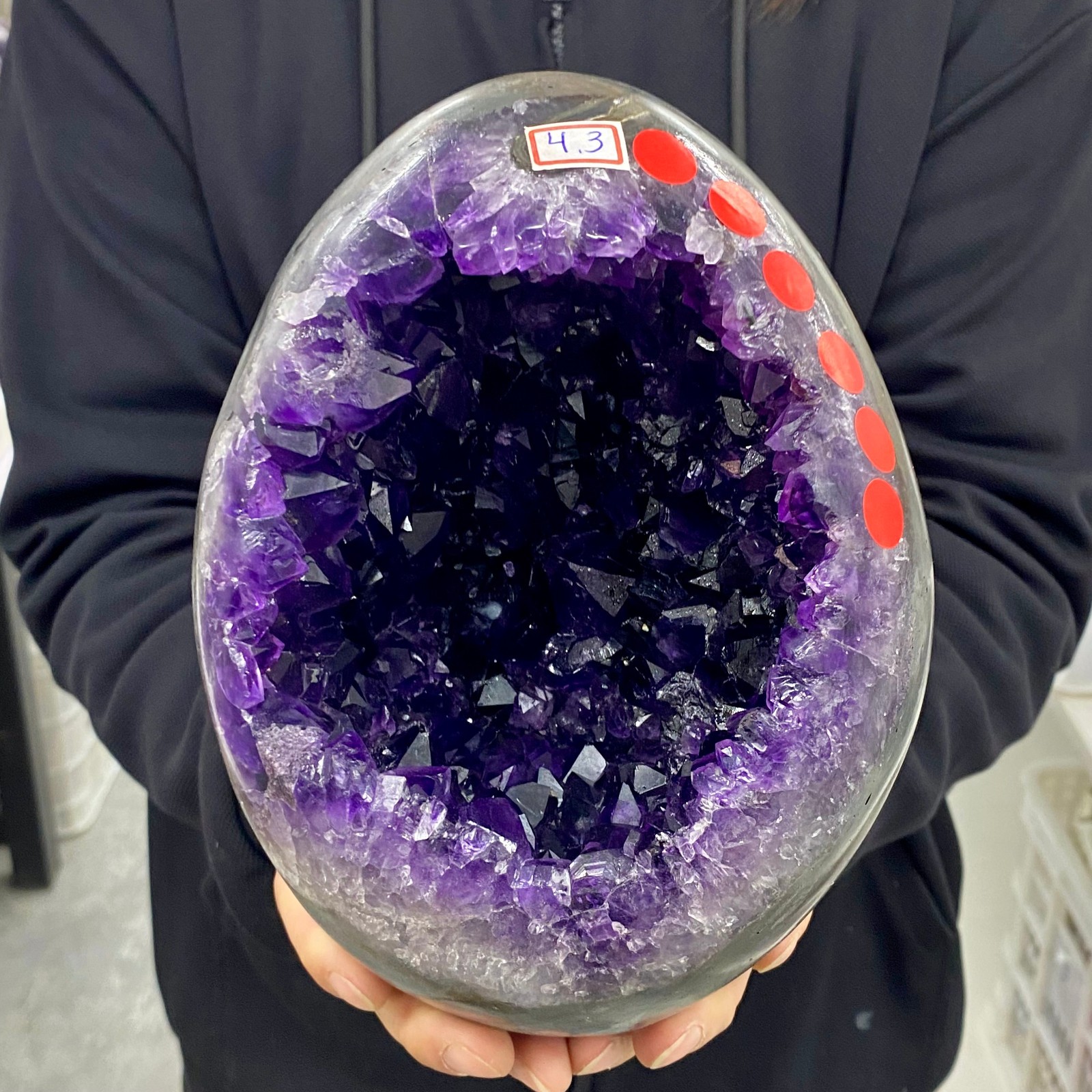 9.45LB Large Natural Amethyst geode quartz cluster crystal Egg specimen Healing
