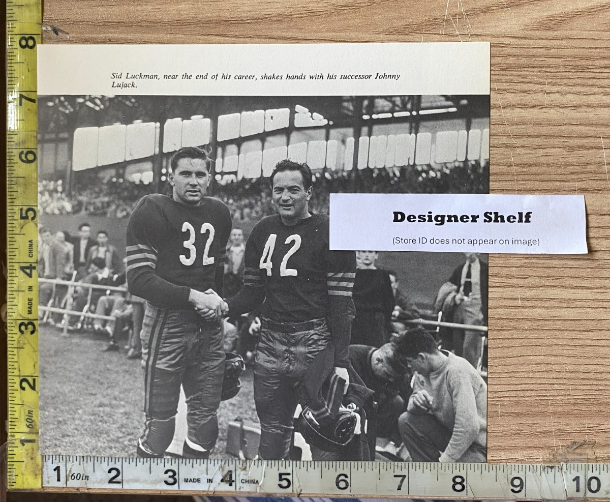 Sid Luckman & Johnny Lujack Shaking Hands Scene Book Photograph