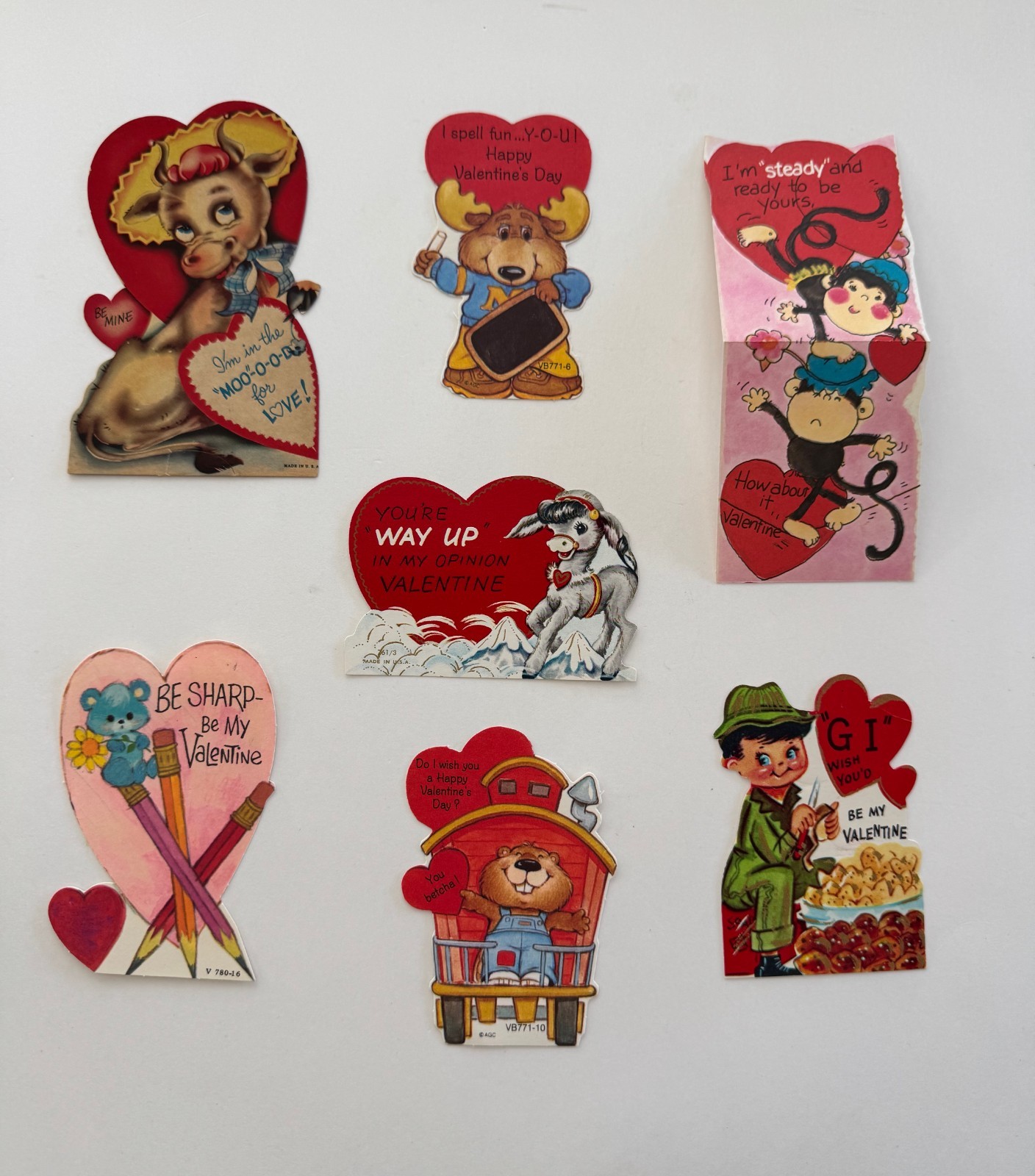 Vintage 1970s–1980s Children\'s Valentine\'s Day Cards - Lot of 7 - Unused/Blank