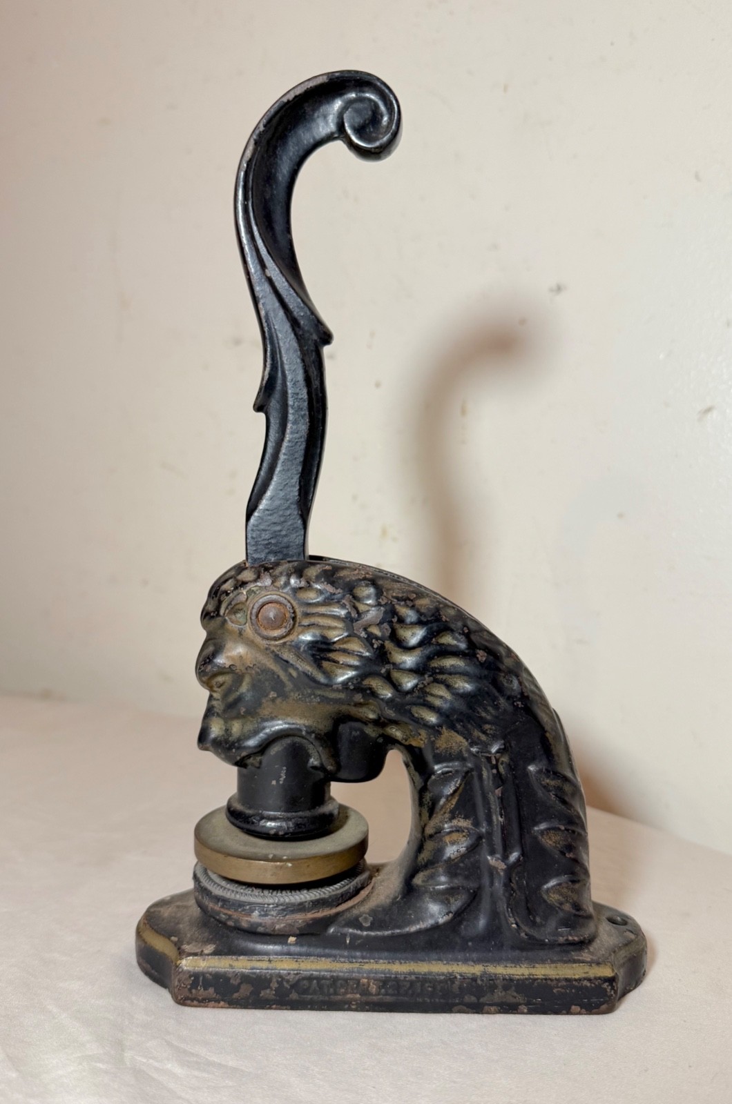 antique 1903 NJ Sunday School lion figural seal notary public press embosser antique 1903 NJ Sunday School lion figural seal notary public press embosser