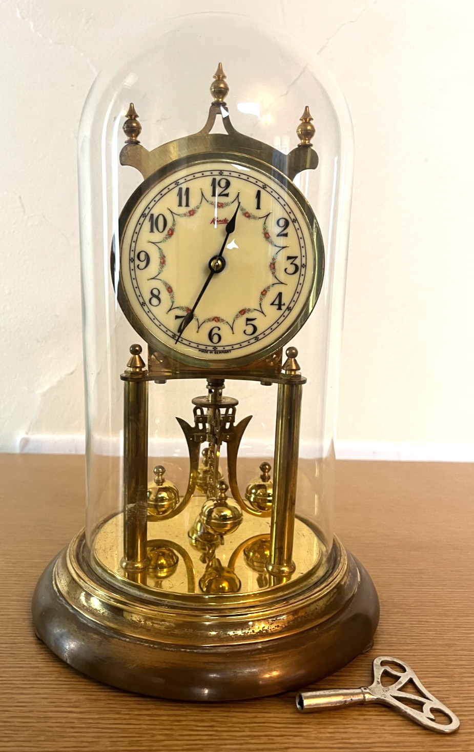 Vintage brass 400 day mechanical anniversary clock 1950's Germany, Kundo Vintage brass 400 day mechanical anniversary clock 1950's Germany, Kundo