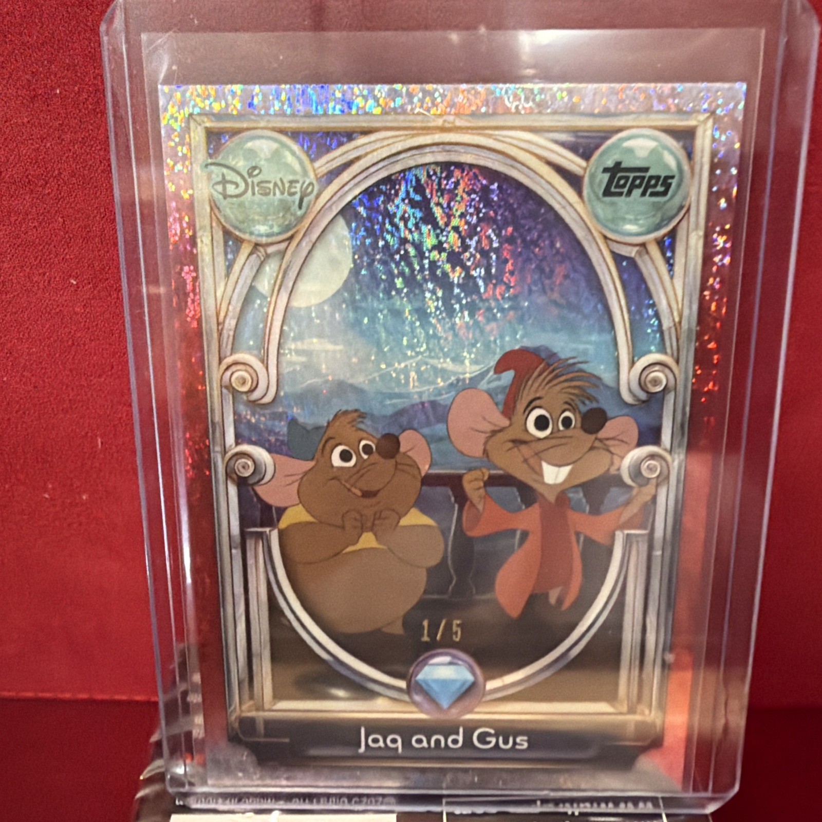 2025 Topps Wonder Disney #111 Jaq and Gus sparkle refractor serial # 1/5