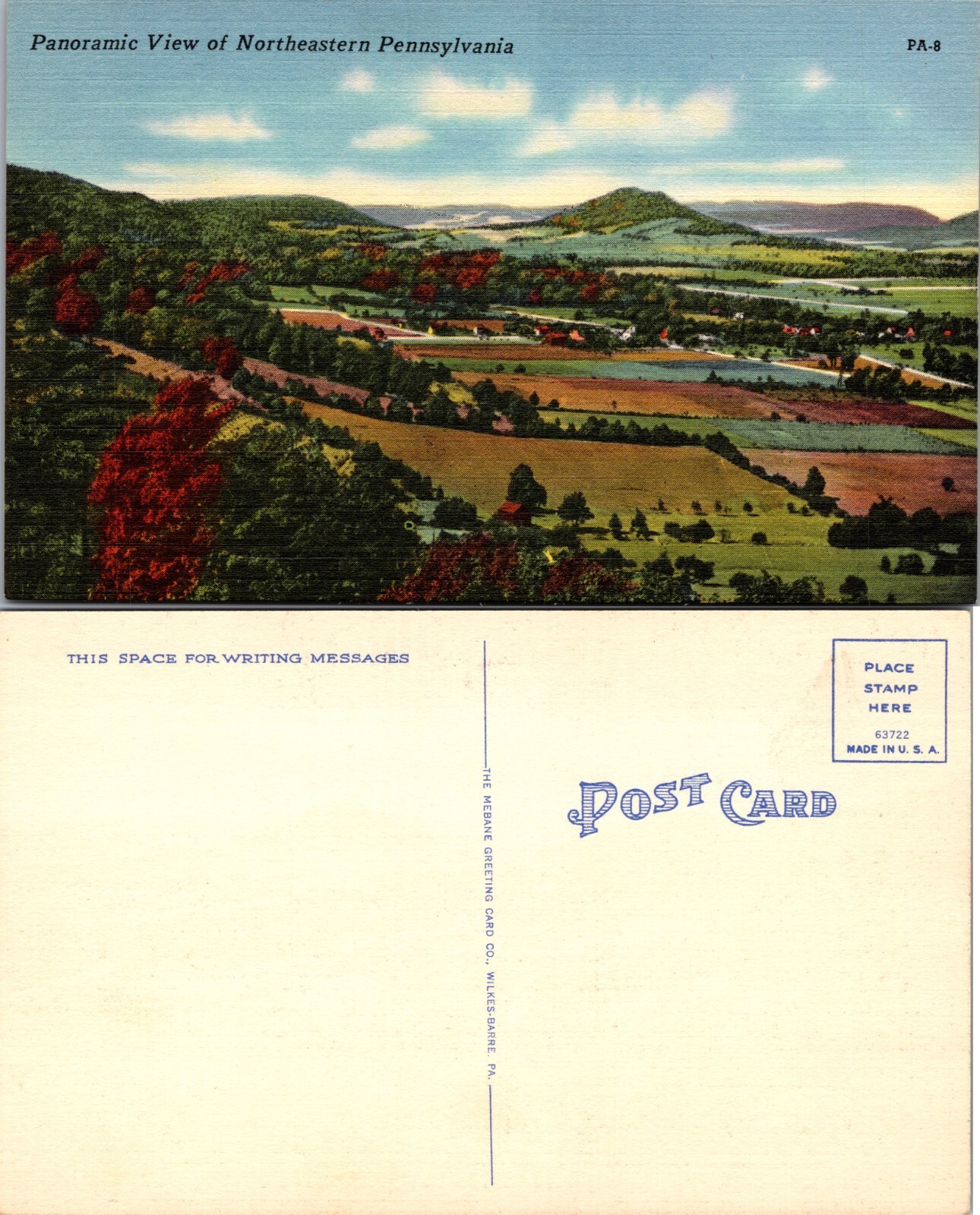 Panoramic View Northeastern Pennsylvania Postcard