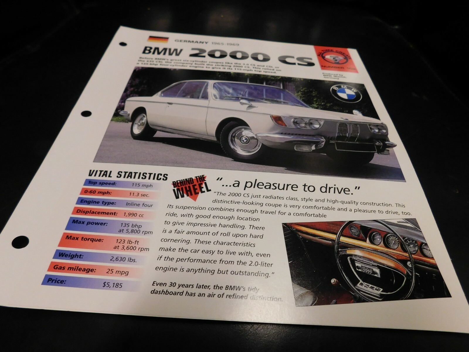 1965-1969 BMW 2000 CS Spec Sheet Brochure Photo Poster 66 67 68 1965-1969 BMW 2000 CS Spec Sheet Brochure Photo Poster 66 67 68