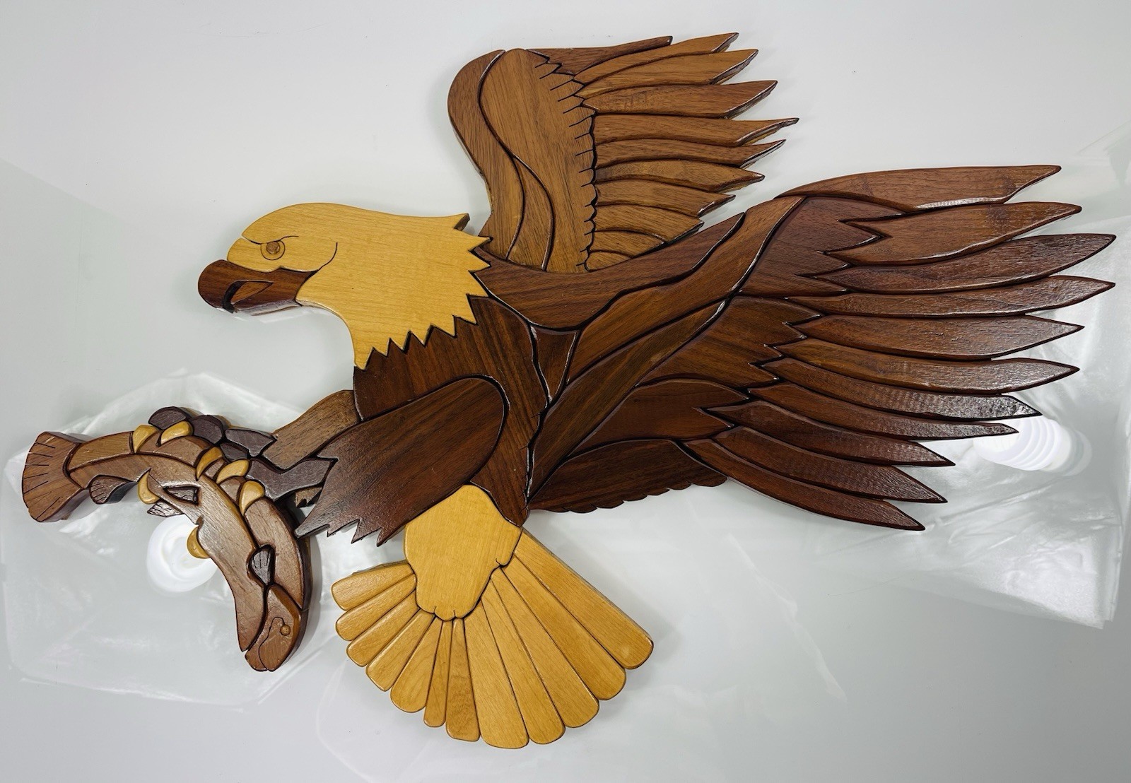 Vintage Handcrafted Intarsia Bald Eagle Wall Wood Art 1997 Size 19 Vintage Handcrafted Intarsia Bald Eagle Wall Wood Art 1997 Size 19