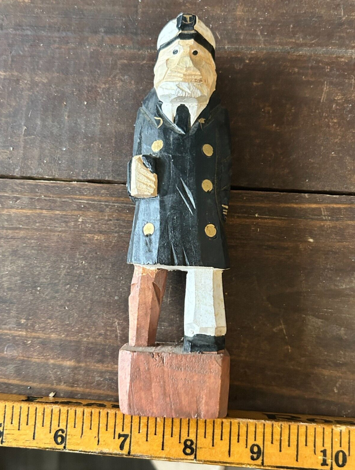Hand Carved Wooden Sea Captain Statuette