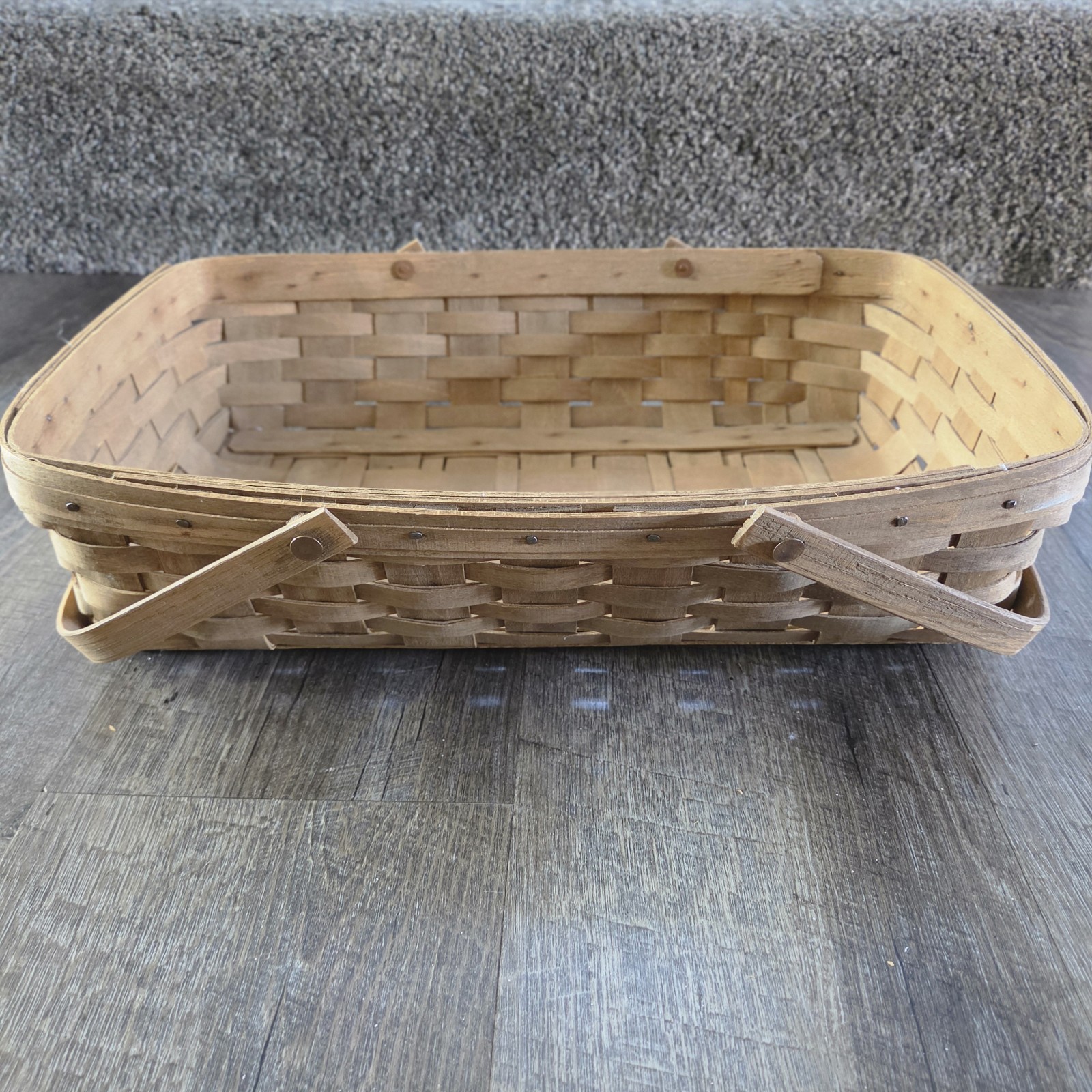 Longaberger Double Swing Handle Large Gathering Basket 1985 Vintage Farmhouse 