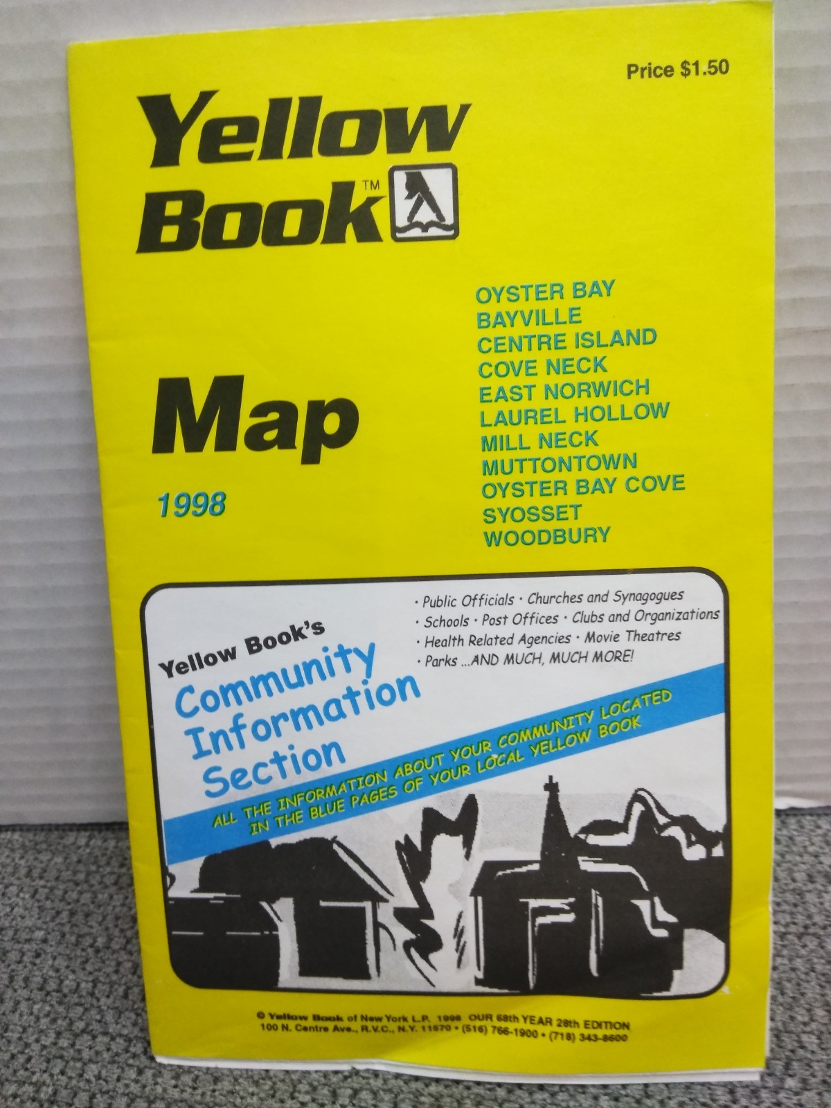 VTG. 1998 Yellow Book Map Of Long Island, New York, OYSTER BAY, BAYVILLE,