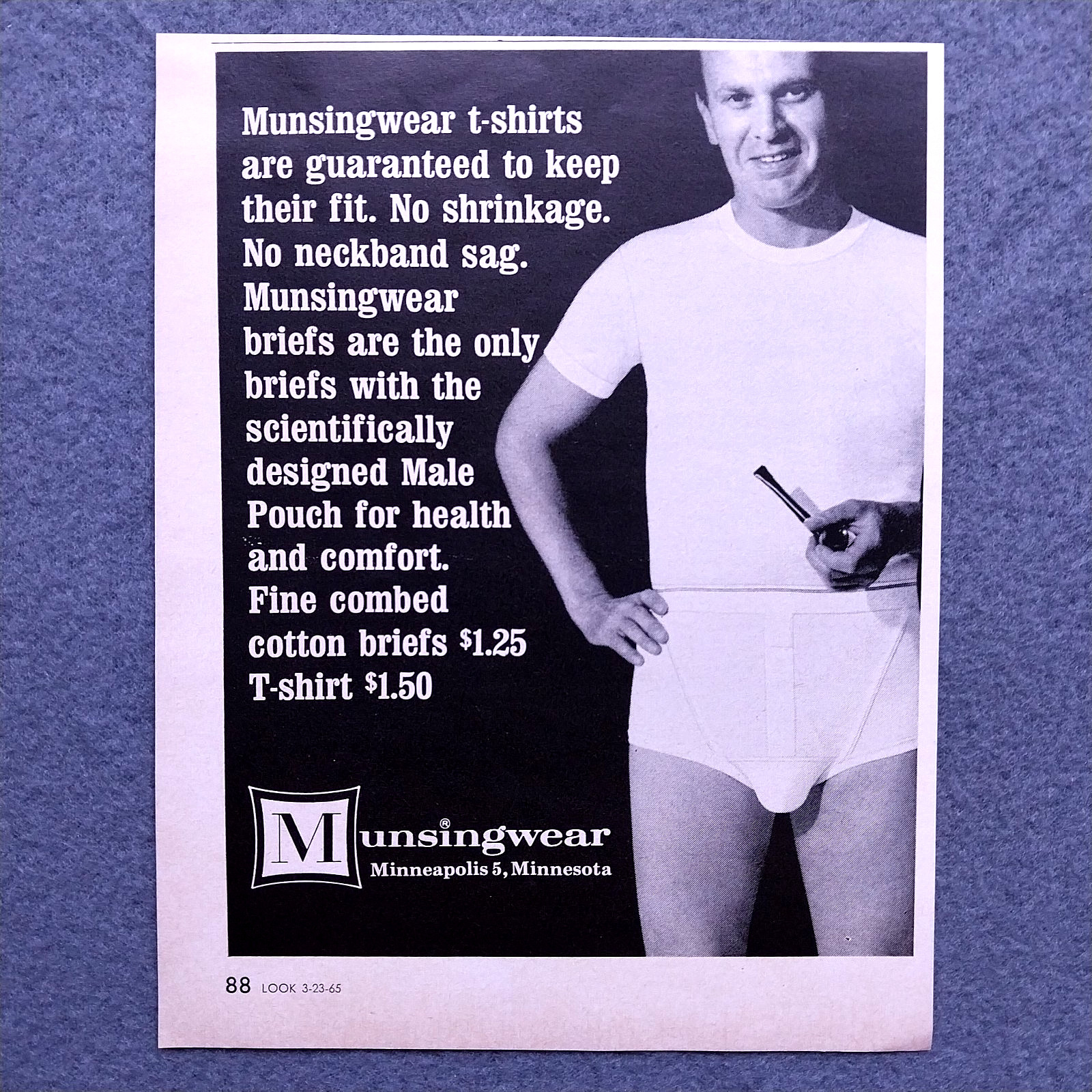 1965 Munsingwear T-shirts and Men\'s Underwear Vintage Print Ad Magazine Clipping