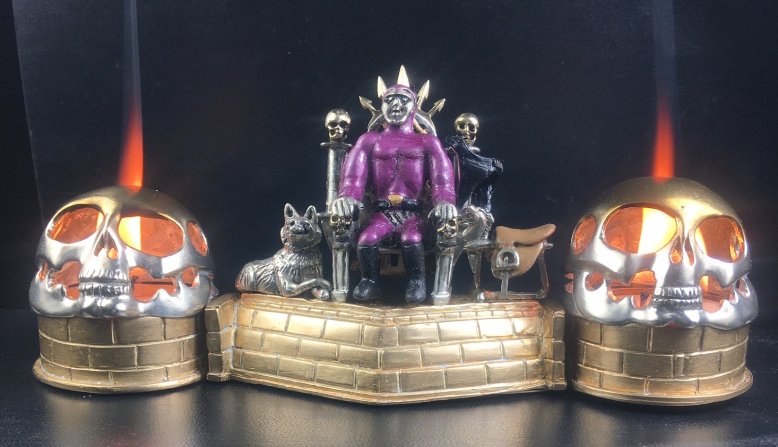 Custom The Phantom 2 tone Bronze Candle lit skulls statuette