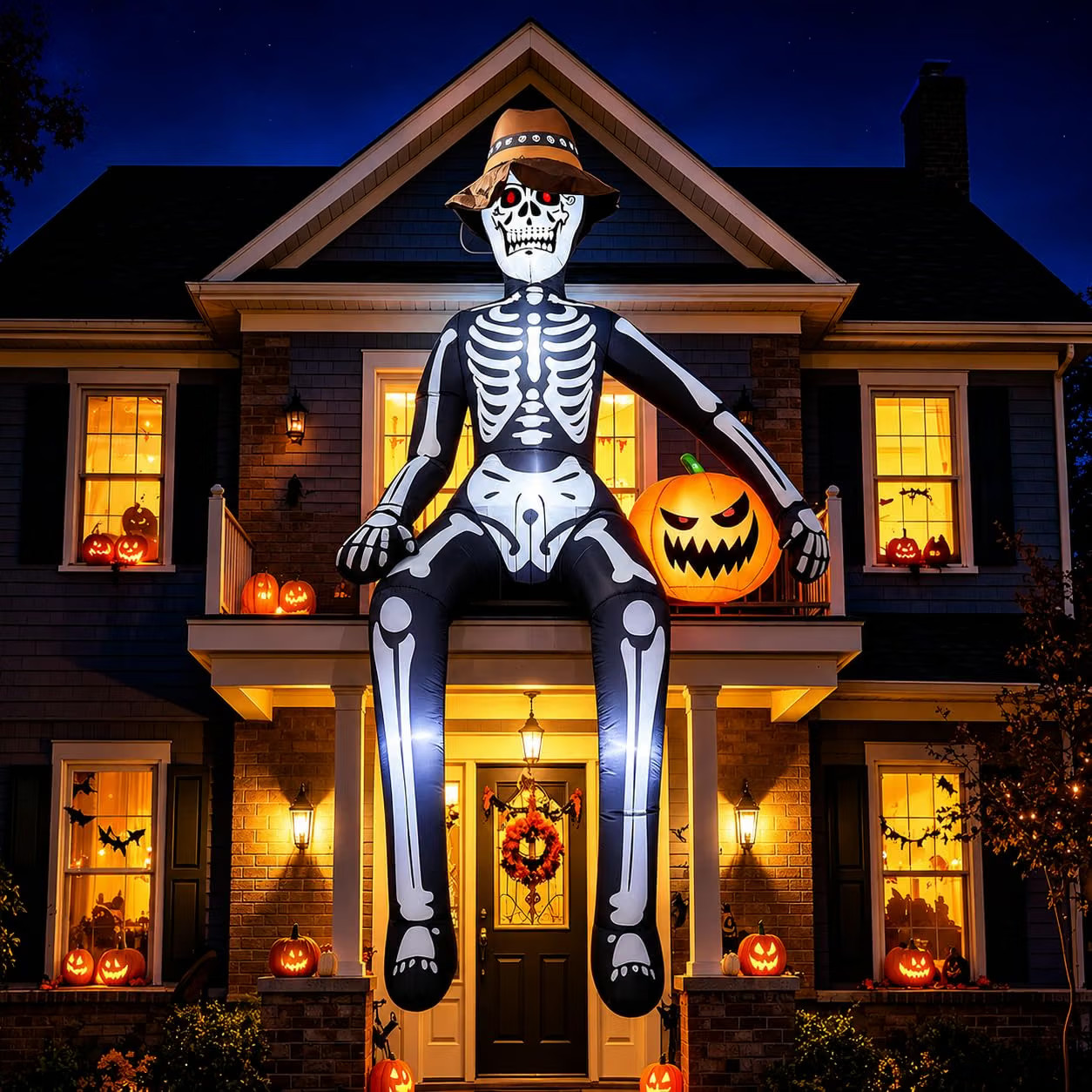 10FT Scary Giant Sitting Skeleton Halloween Inflatables Outdoor Decorations | Bu 10FT Scary Giant Sitting Skeleton Halloween Inflatables Outdoor Decorations | Bu