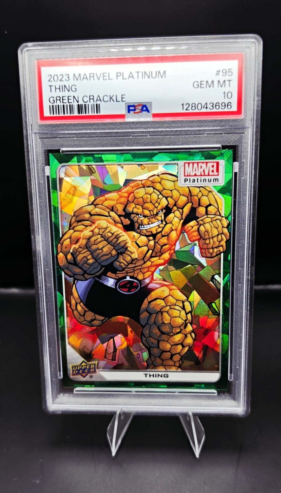 Upper Deck 2023 Marvel Platinum Thing #95 Green Crackle 10/99 PSA 10