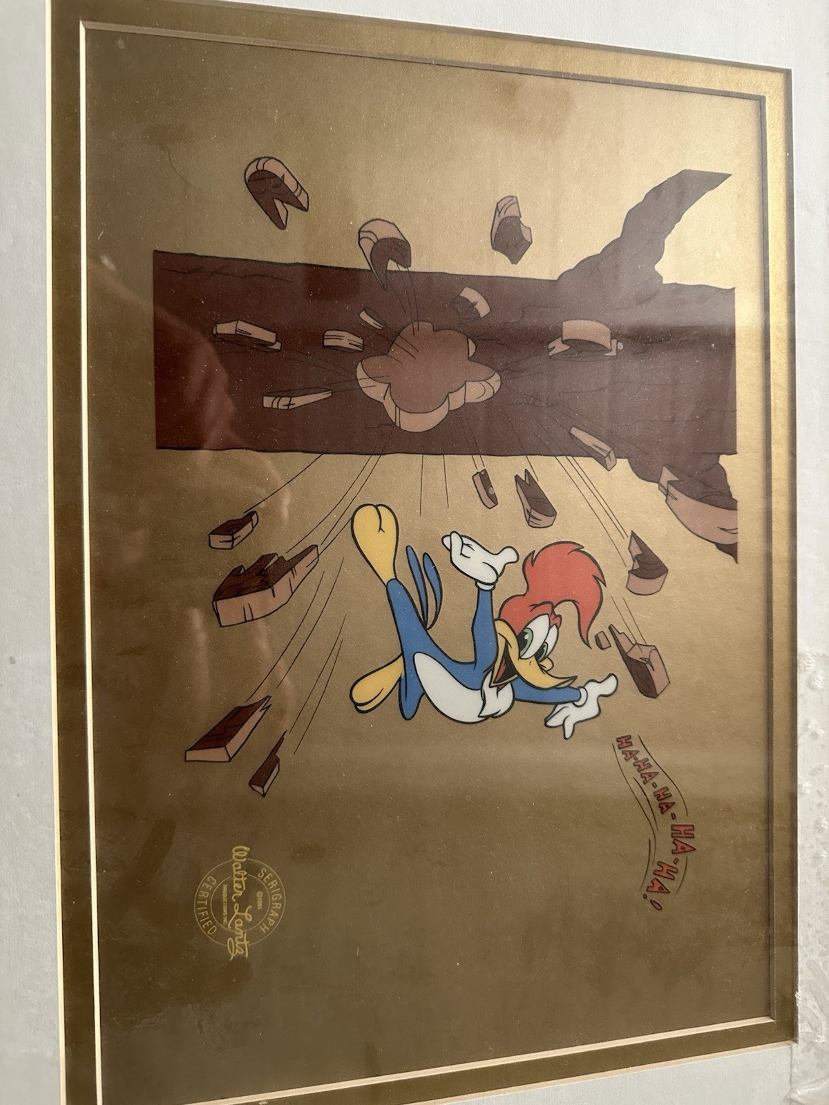 Vintage RARE Woody Woodpecker W/ CERTIFIED Walter lanz Stamp On Rare Gold