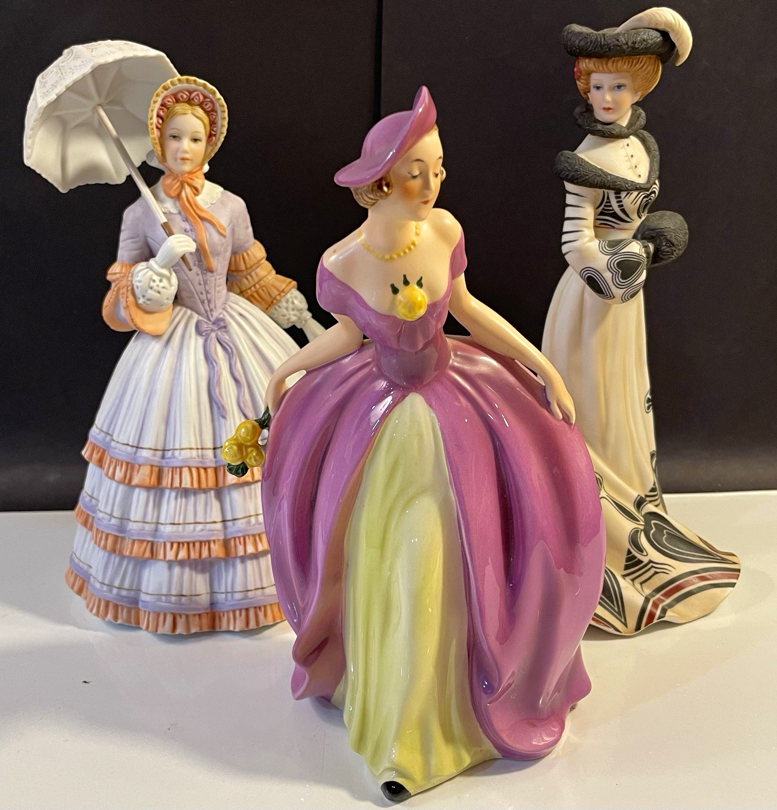 Vtg Porcelain Figurine Lot: 2 Lenox (Springtime, Ritz) & 1 Goebel Germany Mint