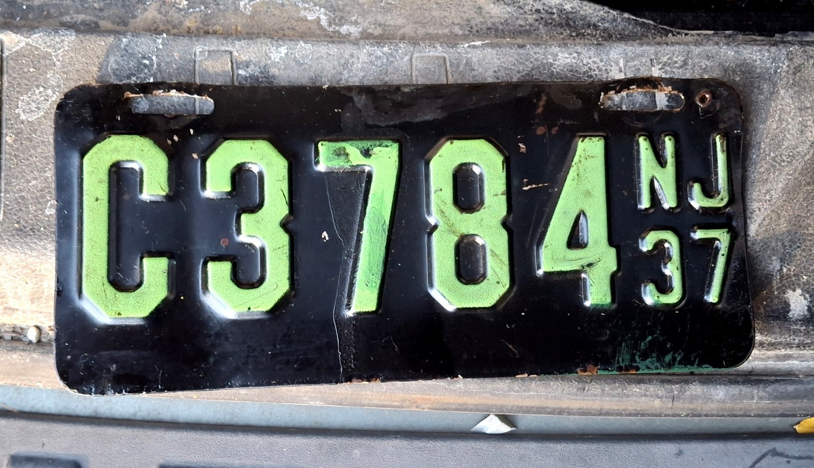 🏍 - NEW JERSEY - 1937 motorcycle license plate - nice overall original