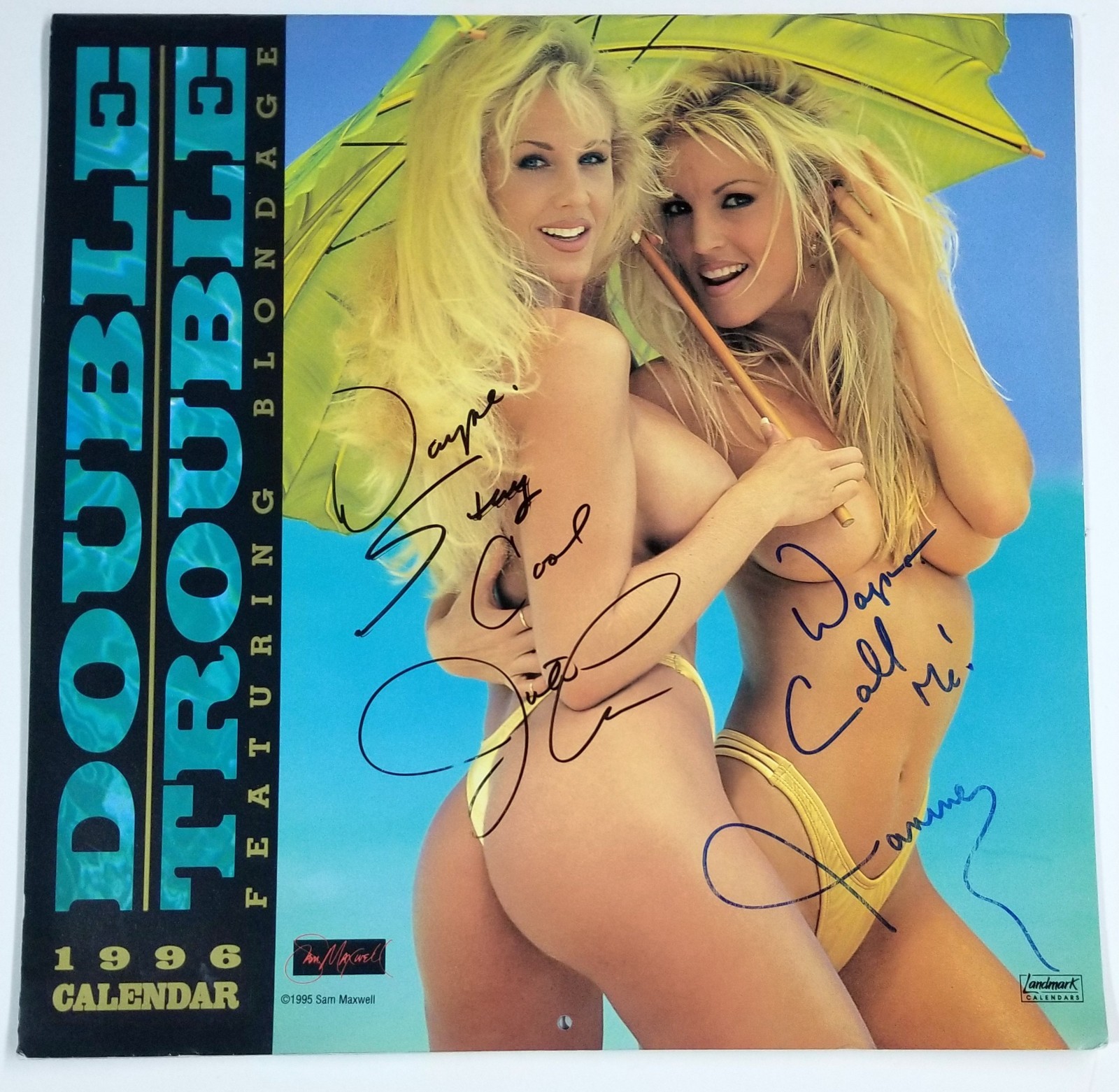 Julia Ann & Janine Lindemulder SIGNED 1996 Double Trouble Blondage Calendar COA