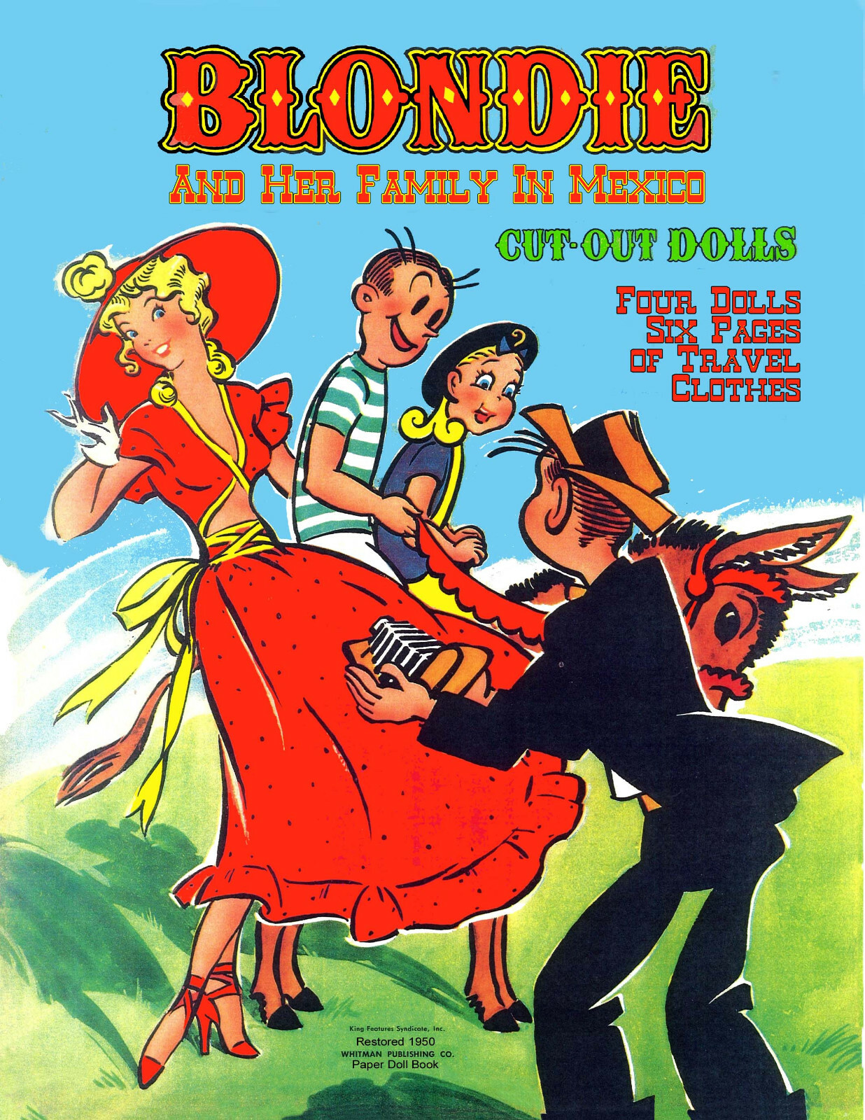 1950 BLONDIE'S FAMILY in MEXICO PAPER DOLLS ~ Restored~8 pg UNCUT #998