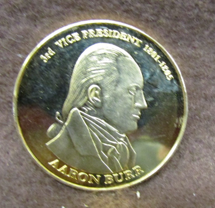 3rd Vice President Aaron Burr Historic Memorabilia (Coin) Layered 22K Gold