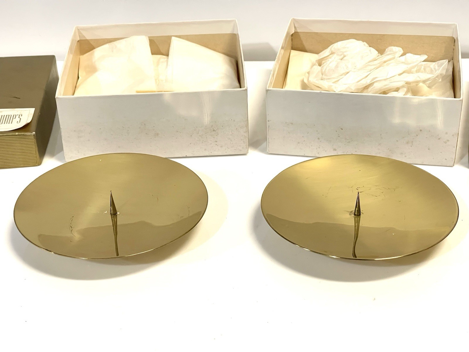 Vintage Pair Of Brass Candleholders For Gumps Made In Germany Never Used In Box Vintage Pair Of Brass Candleholders For Gumps Made In Germany Never Used In Box