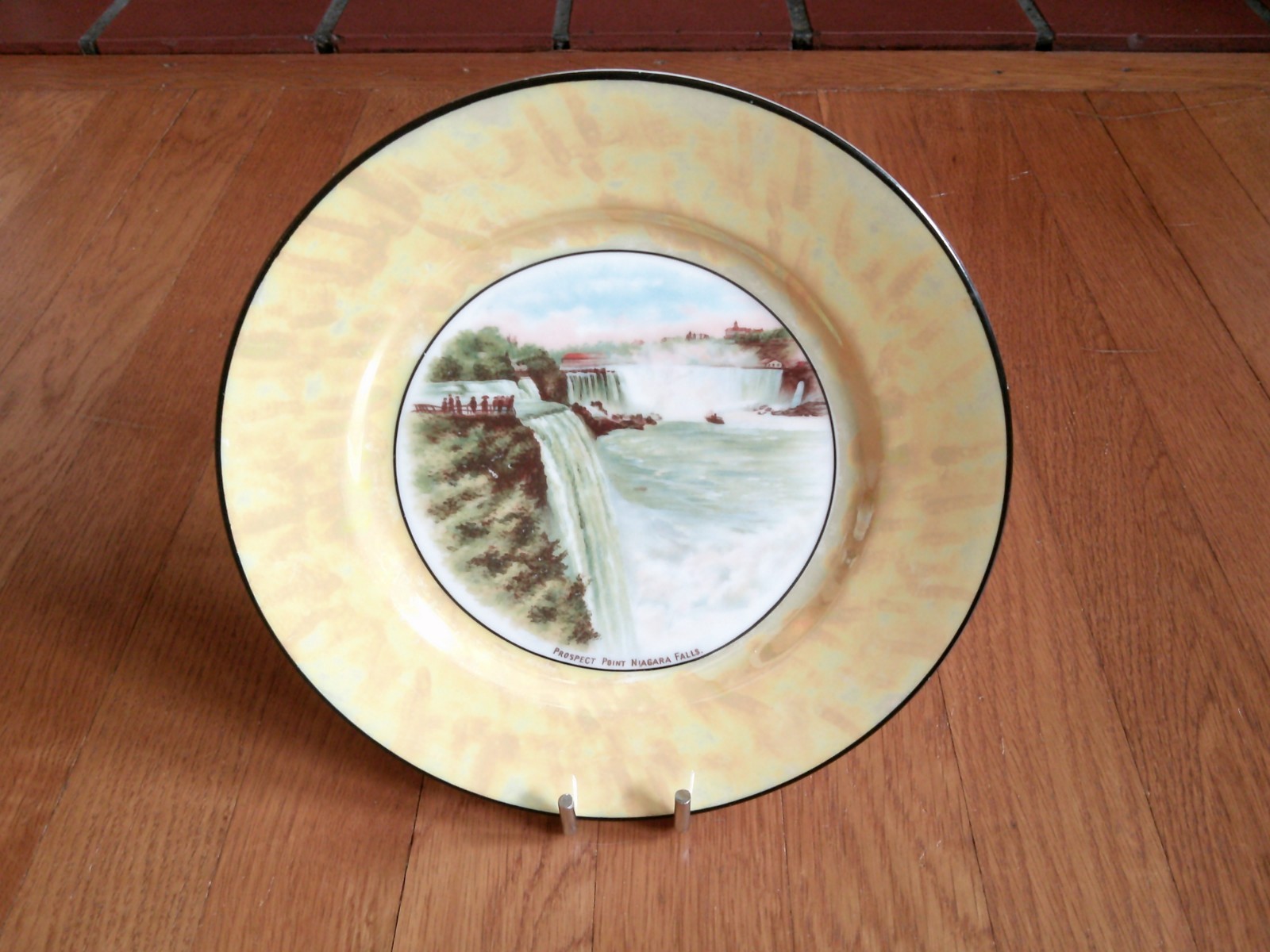 Antique MZ Altrohlau Niagara Falls Prospect Pt CM-R Decorative Plate Yellow Rim Antique MZ Altrohlau Niagara Falls Prospect Pt CM-R Decorative Plate Yellow Rim