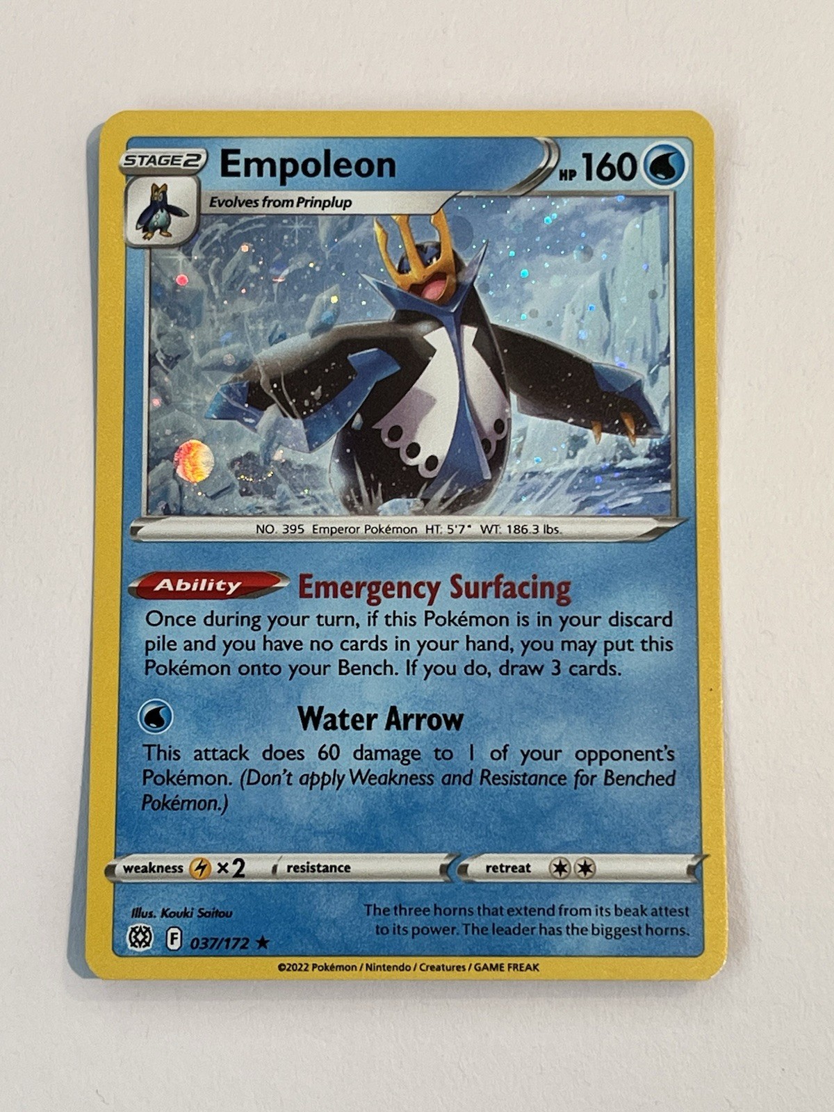 Empoleon Holo Cosmos # 037/172 Pokemon Card RARE SPIRAL 🌀near MINT swirl * Empoleon Holo Cosmos # 037/172 Pokemon Card RARE SPIRAL 🌀near MINT swirl *