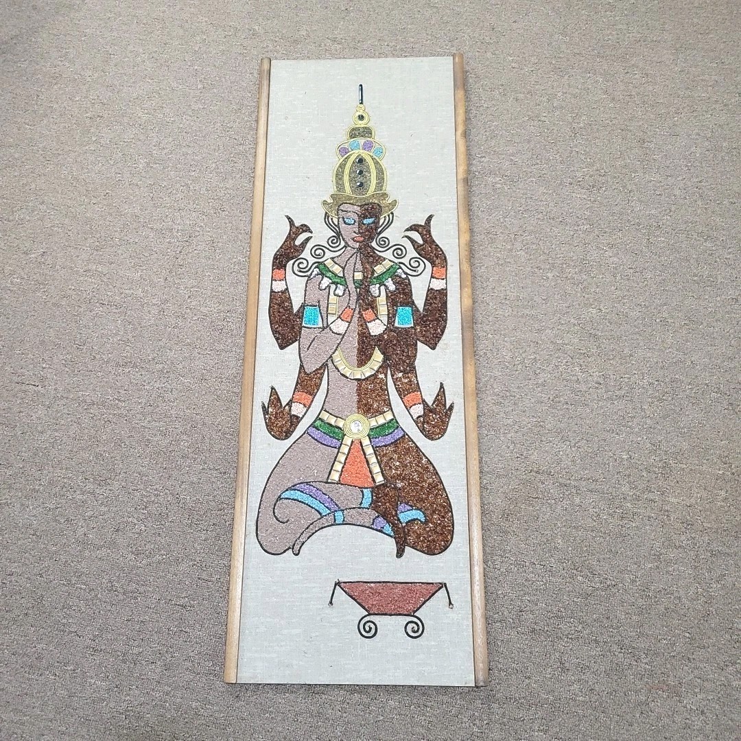 MCM Buddha/Shiva Wall Hanging Gravel Art Textured Sand & Stones 36”x 12”x 1/2”