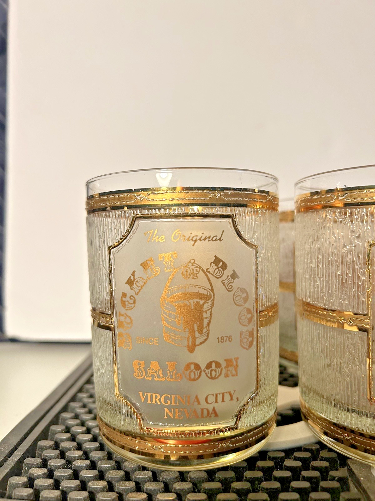  Saloon Old Fashioned Glass Clear/Gold Set of 6