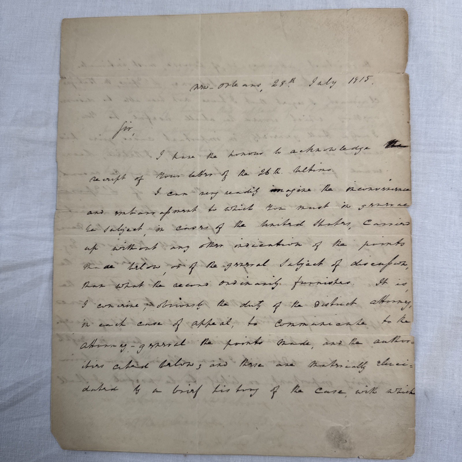 1815 ALS John Dick to AG Richard Rush New Orleans Schooner L'Epine Prize Case Ra