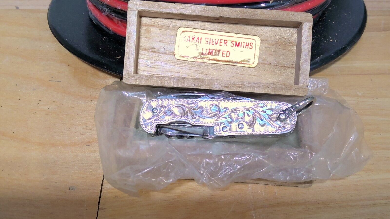 Japan Sakai Silversmiths Multi Blade Tool Pocket Knife Sterling Silver Etched
