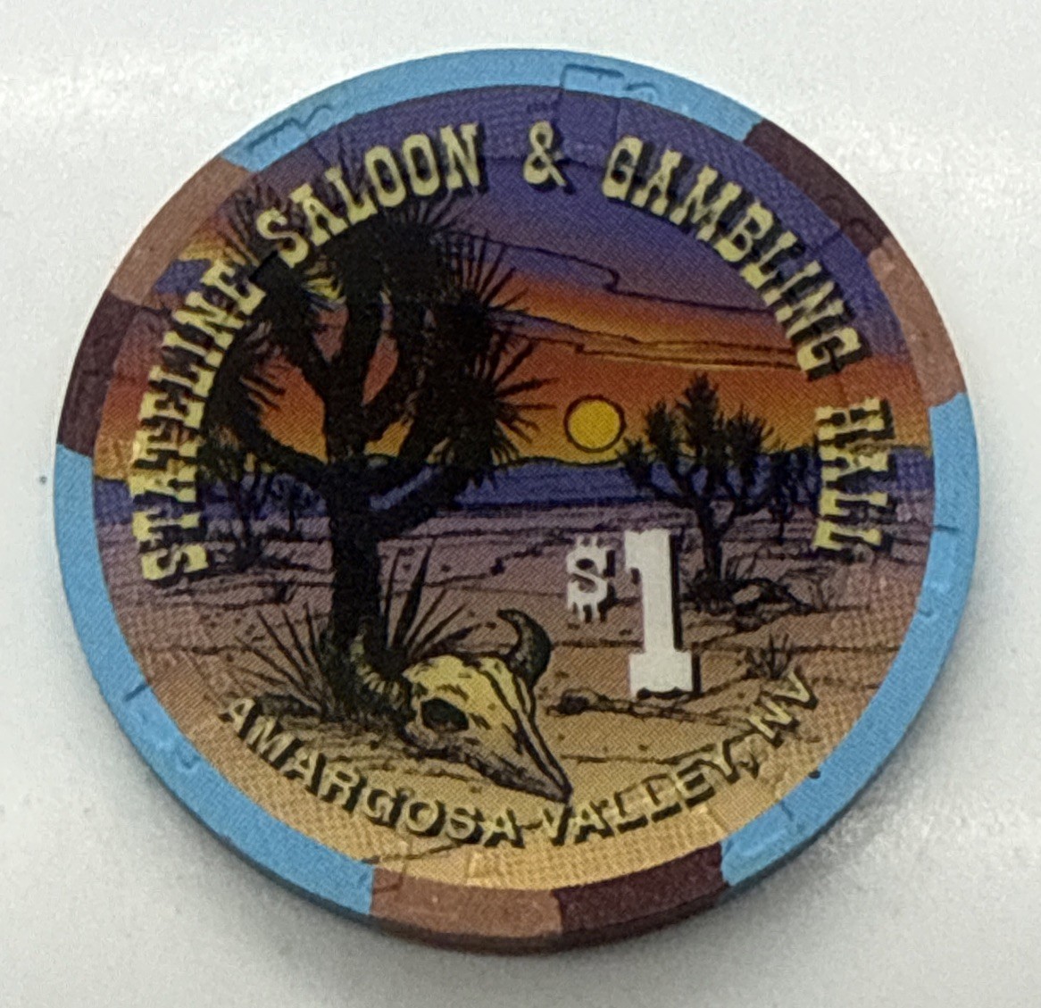Stateline Saloon & Gambling Hall $1 Casino Chip Amargosa Valley Nevada H&C 1996 Stateline Saloon & Gambling Hall $1 Casino Chip Amargosa Valley Nevada H&C 1996