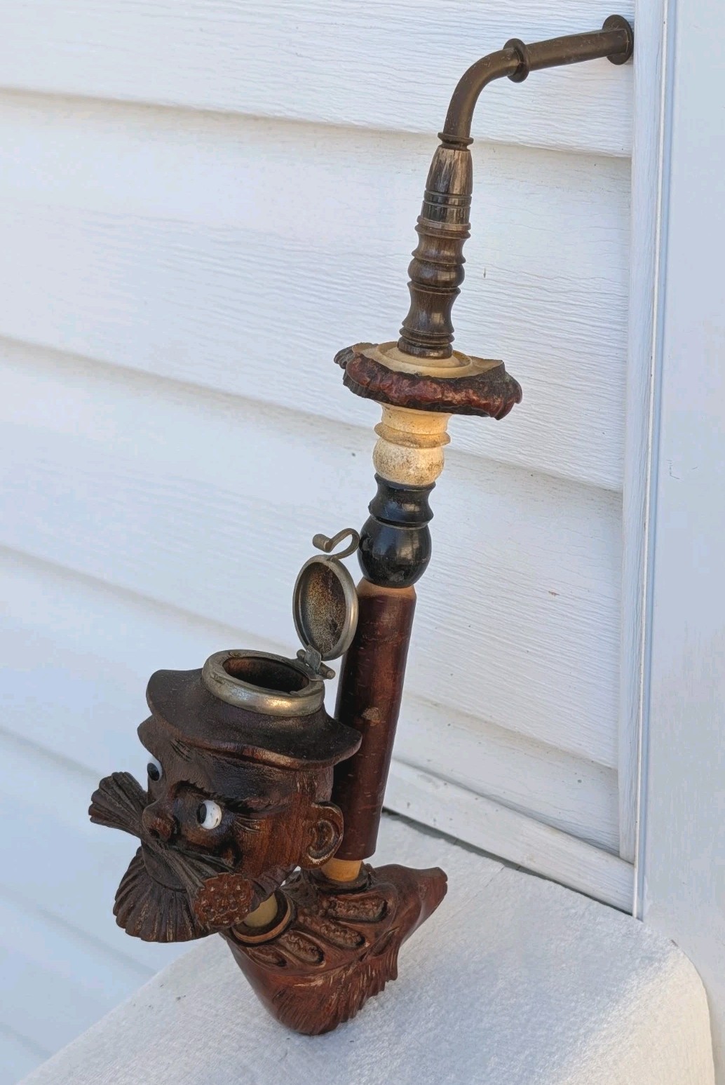 Rare Vintage German Hand Carved Wooden Tobacco Jar Pipe Holder Folk Art Figure Rare Vintage German Hand Carved Wooden Tobacco Jar Pipe Holder Folk Art Figure