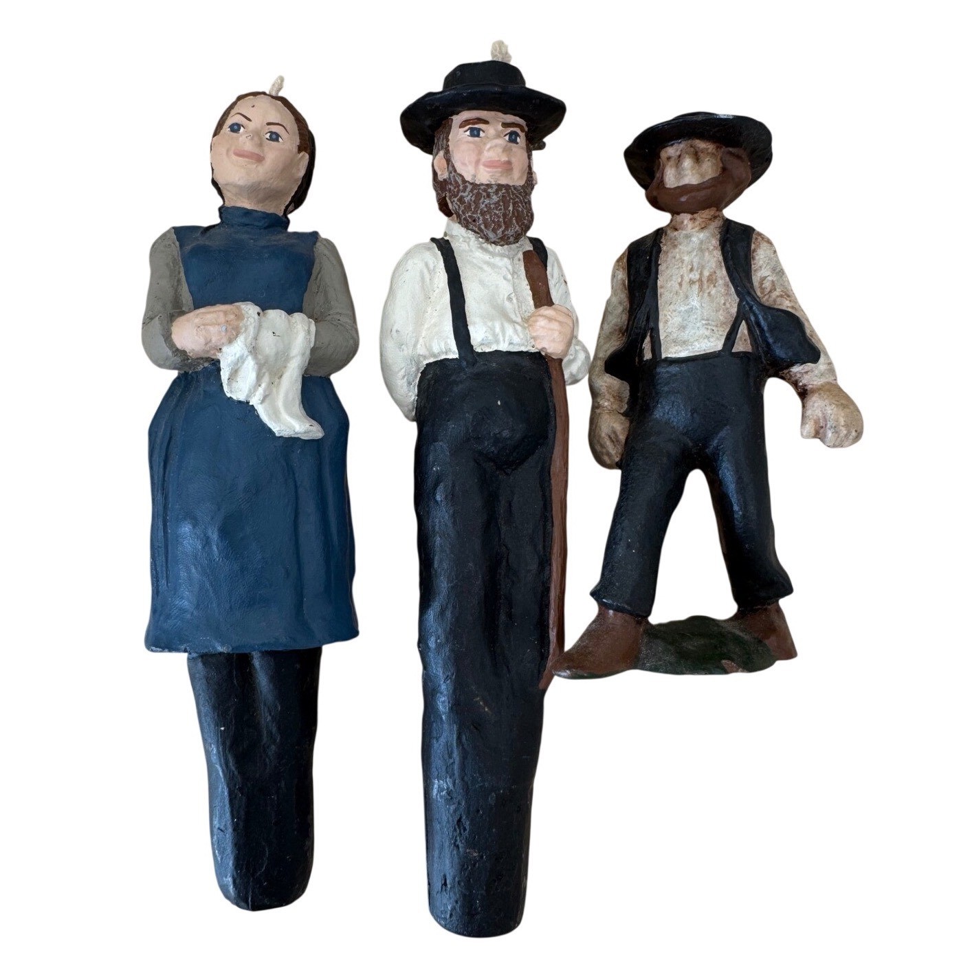 Vintage Amish Figurine Candles Set of 3 Hand Painted Folk Art Farmhouse Decor Vintage Amish Figurine Candles Set of 3 Hand Painted Folk Art Farmhouse Decor