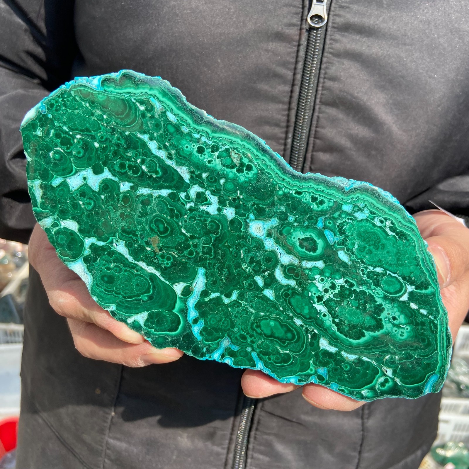 700g  Natural malachite crystal partially polished mineral specimen